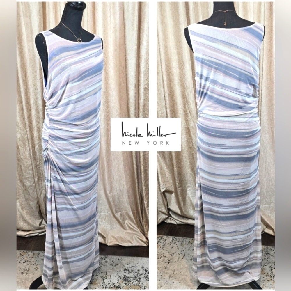 Nicole Miller Sleeveless Mesh Maxi Dress